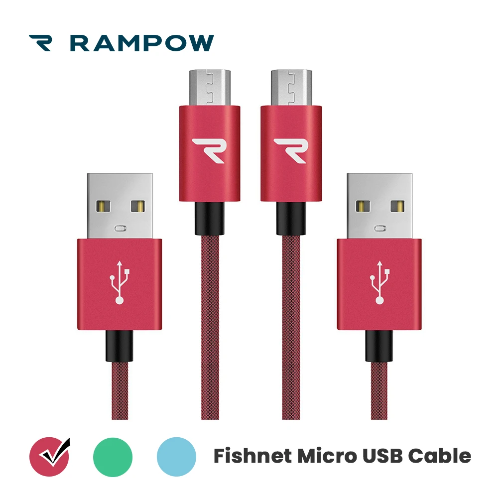 

[Lifetime Warranty] RAMPOW Micro USB Cable for Samsung S7 Anti-tangle Data Cord QC3.0 Fast Charging Cable for Xiaomi-[2pcs/pack]