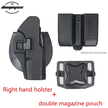 

Army Combat Tactical Right Left Hand Gun Holster with Double Magezine Pouch for Glock 17 19 22 23 31 32