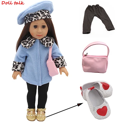 Модные 1 комплект одежды для куклы, Топы+ штаны+ головной убор+ сумка+ обувь для 18 ''дюйма американская кукла девочка ручной работы Diy одинаковый наряд - Цвет: Style 1