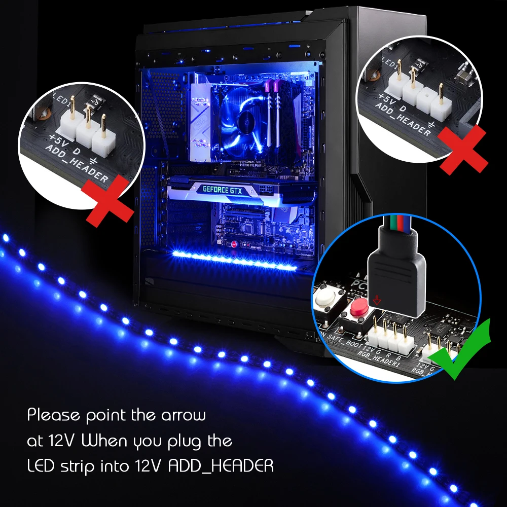 12V 4pin RGB панель управления материнской платой светодиодный светильник ADD_Header 5050 SMD