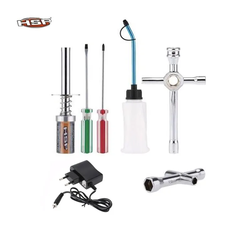 

HSP 80141 Nitro Starter Kit Glow Plug Igniter Charger Tools Fuel Bottle for HSP RedCat Nitro Methanol Powered 1/8 1/10 RC Car