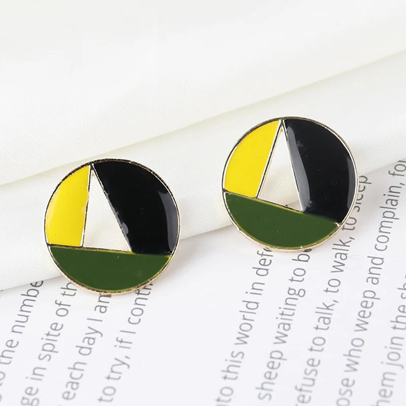 

AENSOA Romantic Simple Enamel Round Hollow Stud Earrings Colorful Cute Small Fashion Earrings For Women Girl Party Jewelry Gift