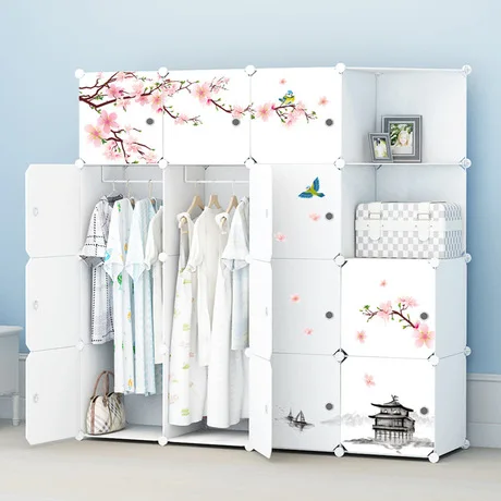 Home Furniture Bedroom Furniture Wardrobes PP storage cabinet assembly wardrobe closet armario ropero guarda roupa muebles sale