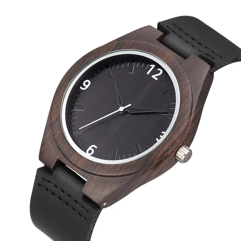 WEISIKAI Black Brown Wooden Mens Womens Watches Simple Leather Quartz Movement Watch Casual Dress Wood Dial Durable Wristwatches (17)