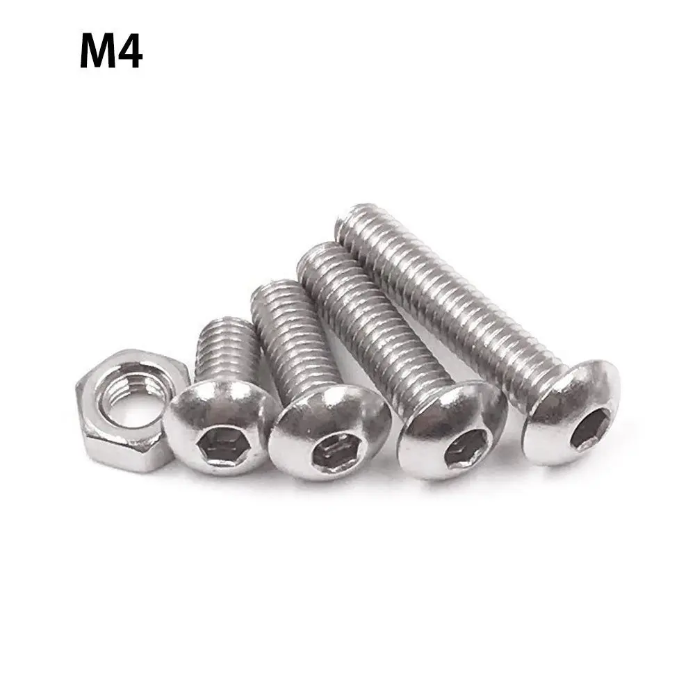 DSHA -Screw and Nut Kit,Machine Screw and Nut Kit, 500 Pcs M3 M4 M5 Stainless Steel Button Head Hex Socket Head Cap Bolts Scre
