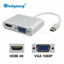 USB C to HDMI 4K VGA 1080P Type C to HDMI VGA Adapter USB-C Support 4K*2K 1080P for Macbook Google Pixel Type-c to HDMI VGA jd коллекция usb31typec c hdmi usb30 дефолт
