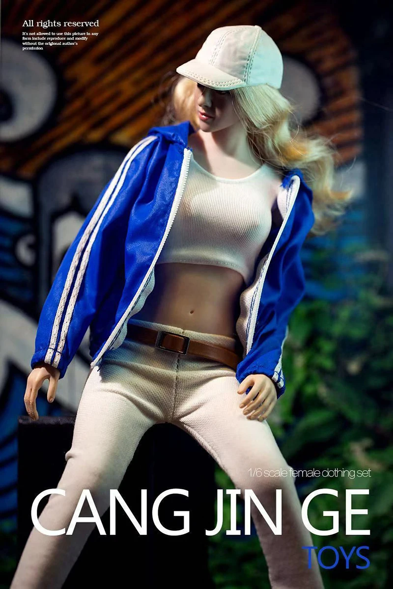 Сексуальная 1:6 масштаб женская фигура одежда костюм синий Спортивная куртка и белый жилет+ брюки костюм набор одежды F 1" женское тело