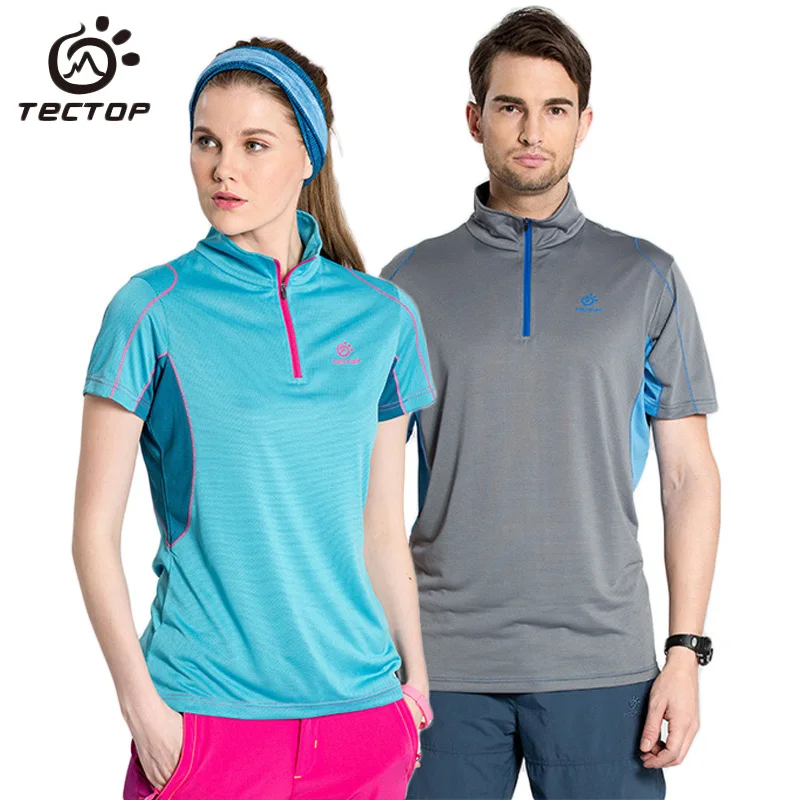 

Tectop Elastic Breathable Quick Dry Hiking T-shirt Men Women Outdoor Cycling Travel T-shirts Gray Trekking Sport T Shirt,AM063