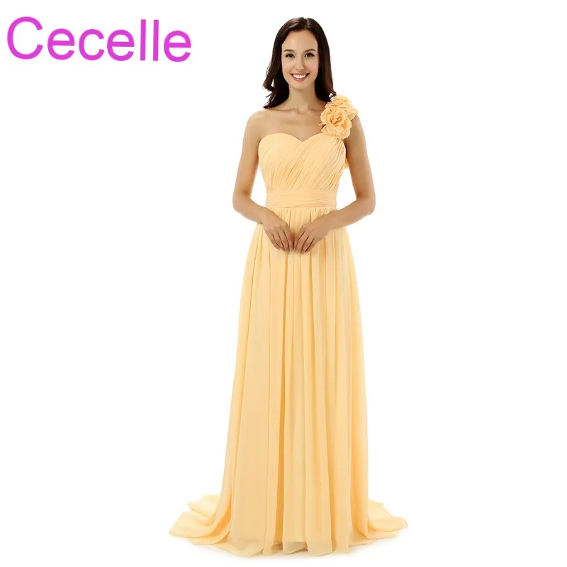 Yellow One Shoulder Bridesmaid Dresses 9