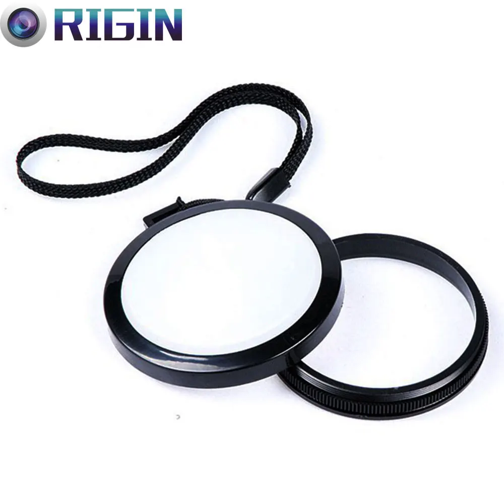 

49/52/55/58/62/67/72/77/82mm Center Pinch Snap-on Front White Balance Lens Cap For universal type of camera Lens with Strap