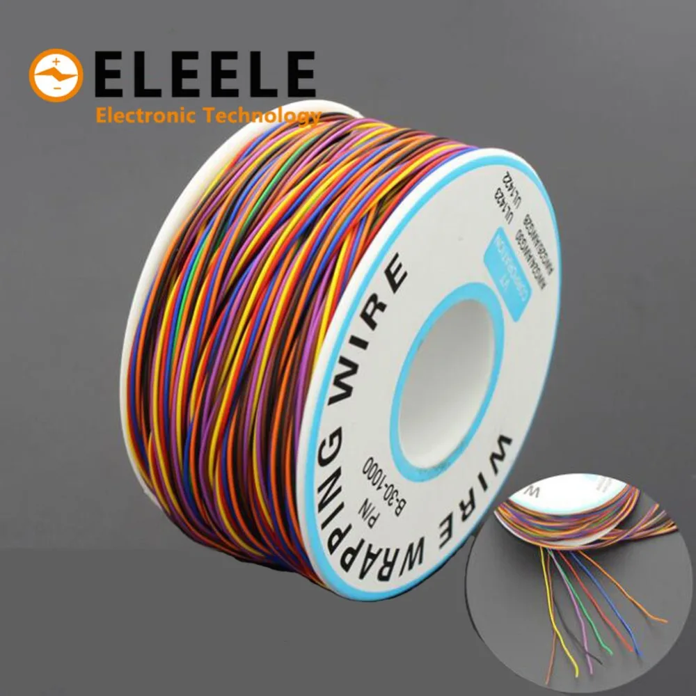 

265m One Roll 8 Colors 30AWG Wire Wrapping Tinned Copper Solid PVC insulation Single Strand Copper Cable Ok Electrical Wire 34