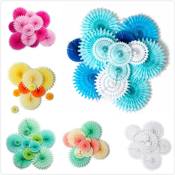 

Snowflake Tissue Paper Fans Set Cut-out Paper Decoration Pinwheels for Wedding Birthday Showers Romantic Decor High-quality