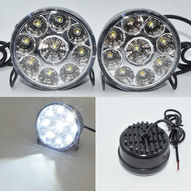 Супер яркий DRL 2 шт. x 9 светодиодный автомобиль головы спереди круглый Туман Хвост