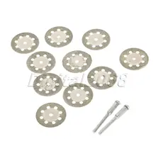 Quente 10 pçs diamante circular viu lâminas de corte cortar discos da roda + 2 peças mandril para dremel ferramenta rotativa cortador ferramentas elétricas 25mm