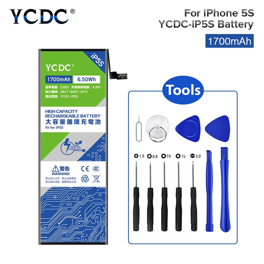 

1700mAh Mobile Phone Replacement Battery + Kits For IPhone 5S 5GS 5C IPhone5S PTC Protected Phone Battery Lithium Li Ion Cell