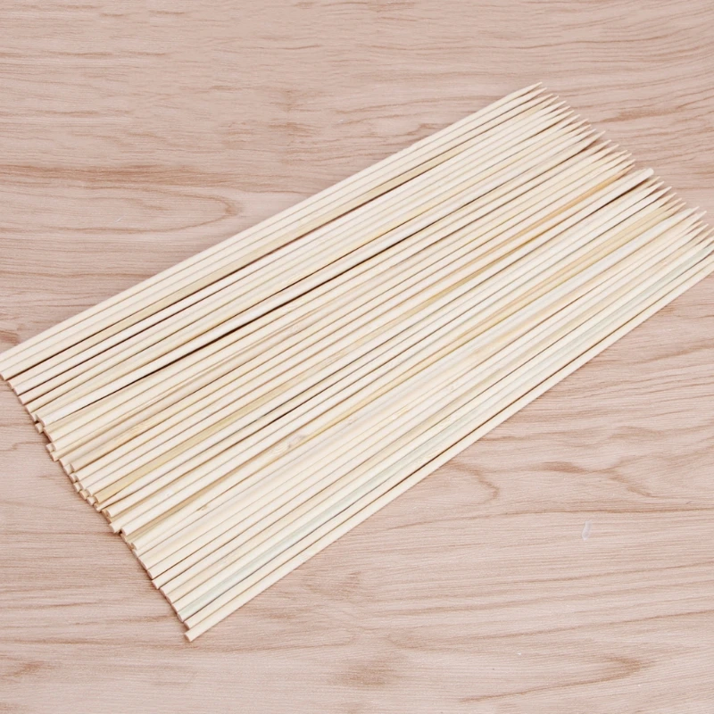 

50Pcs Long Bamboo Skewers Wooden Sticks BBQ Barbecue Shish Kabob Fondue Grill #0622