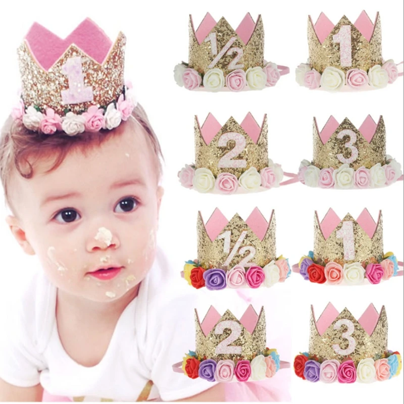 

Cute 1pcs 1/2/3 Birthday Party Hats Dot with Hairball Cap Baby Shower Birthday Party Photo Props Children Party Decor