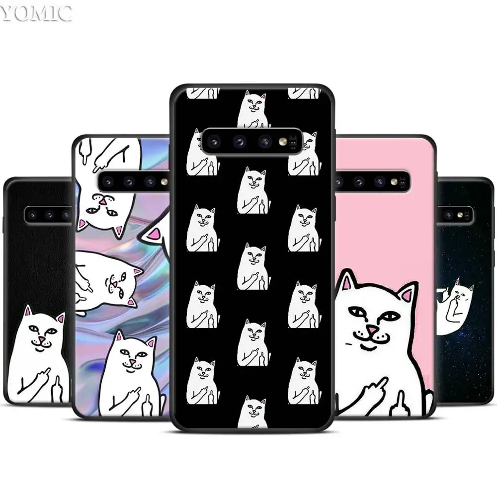 

Rip middle finger Cat Black Silicone Case for Samsung Galaxy S10 S10e S8 S9 Plus S7 A40 A50 A70 Note 8 9 Soft Cover Case
