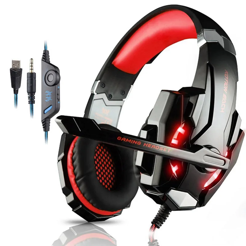 G9000 Шум отмена игровая гарнитура на наушники-вкладыши 3,5 мм наушники PC Gamer шлем с микрофоном для компьютера PS4 Xbox портативных ПК - Цвет: Red