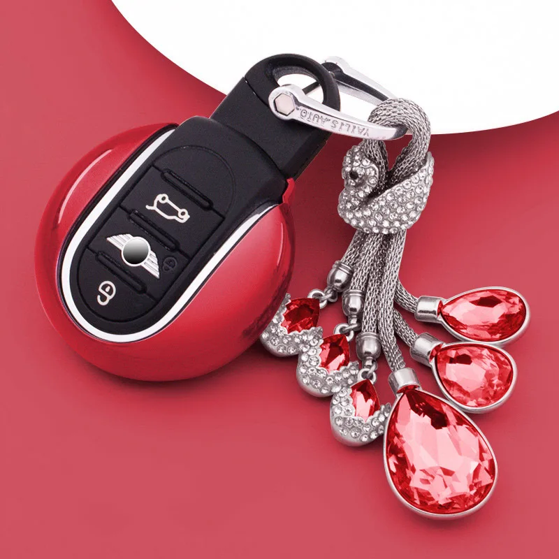 Чехол для ключей от автомобиля, чехол для Mini Cooper JCW One S F54 F55 F56 F60, автомобильные аксессуары - Название цвета: Red Crystal