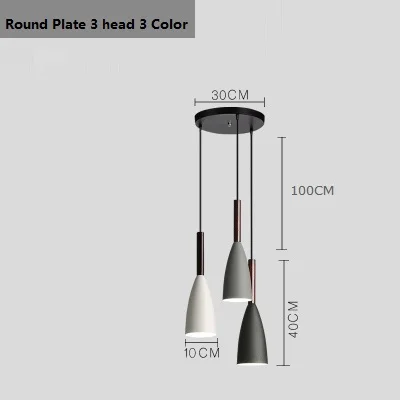 Современный скандинавский стиль, для гостиной, спальни, минималистичный E27 подвесной светильник, для бара, кафе, магазина, ресторана, украшения одежды, металлическая Подвесная лампа - Цвет корпуса: 3heads 3 Color Round