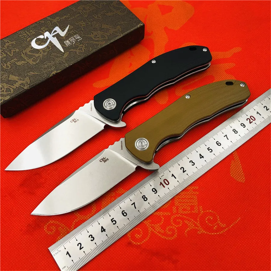 

CH Folding Knife CH3504 G10 handle D2 blade Ceramic ball bearing Outdoor camping knife Hunting Hiking Fishing EDC hand tools