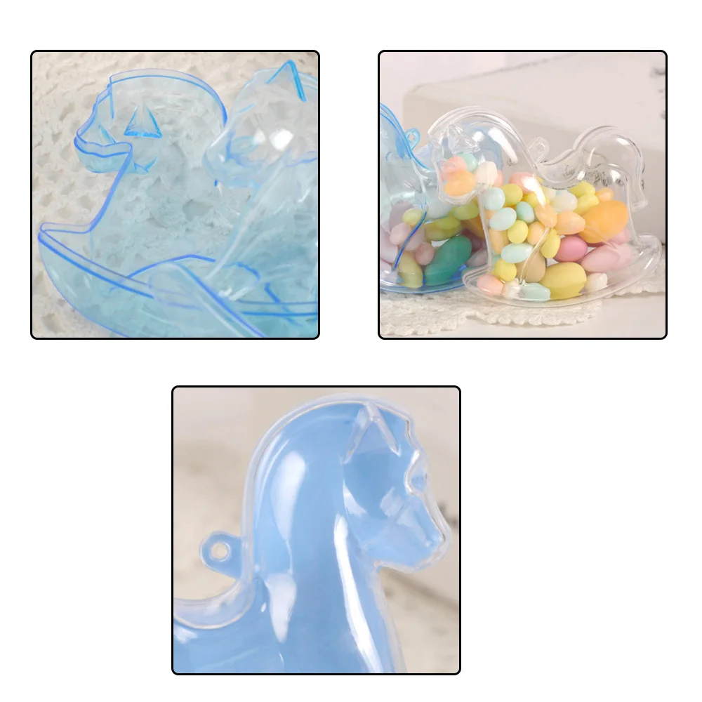 12 шт./лот Творческий лошадь дизайн пластиковые коробки для конфет свадебные сувенирные коробки наборы; детский душ для вечеринки по случаю Дня Рождения украшения