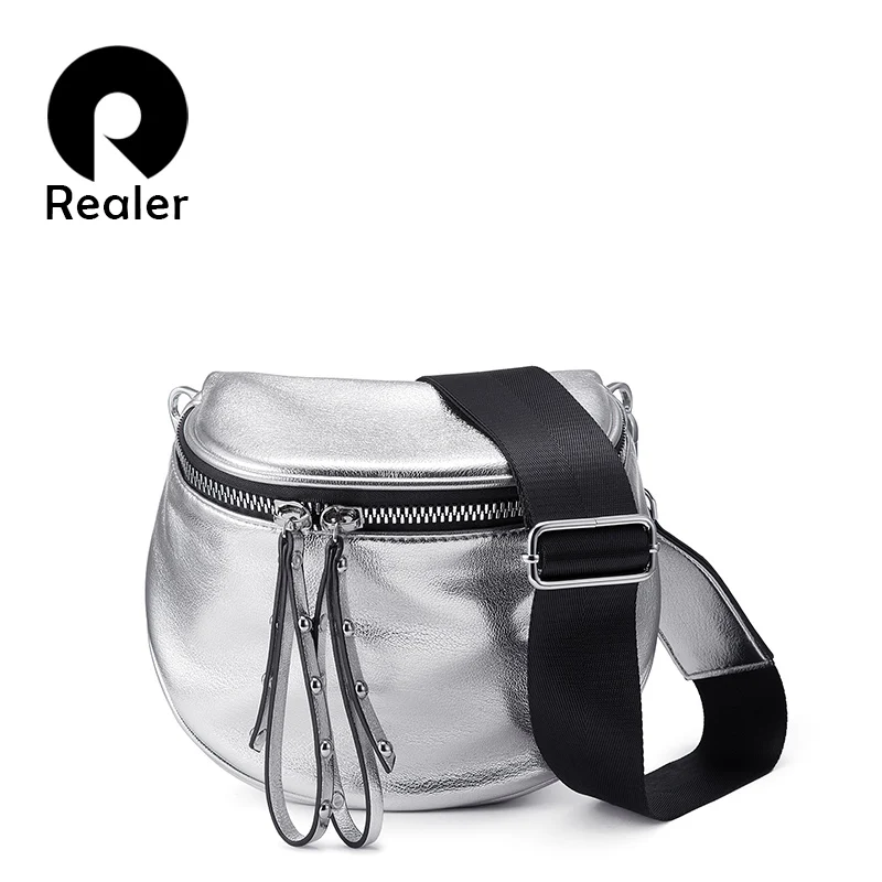 REALER crossbody bags for women silver shoulder bag soft artificial