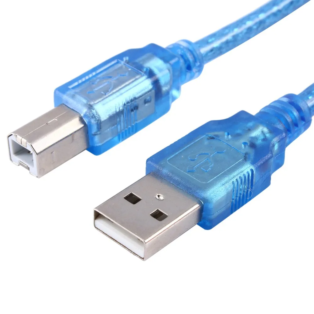

High Speed Transparent Blue USB 2.0 Printer Cable Type A Male to Type B Male Dual Shielding 0.3m 0.5m 1m 1.5m