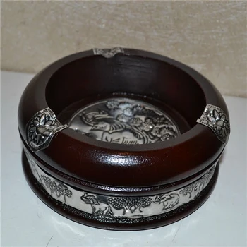 

Southeast Asia Thailand Vintage Solid Wood Ashtray Creative Personality Decoration Ashtray Round Club Bar Pub Decoration(A823)