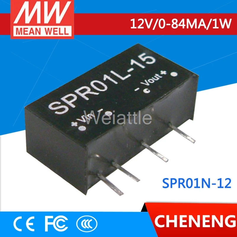 

MEAN WELL original SPR01N-12 12V 84mA meanwell SPR01 12V 1W DC-DC Regulated Single Output Converter