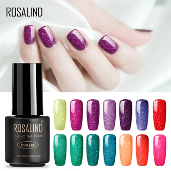 

ROSALIND Gel Nail Polish Rainbow Color Glitter Nail Gel Manicure Set For Nails Art Top Base UV Lamp Soak Off Gel Lacquer Polish
