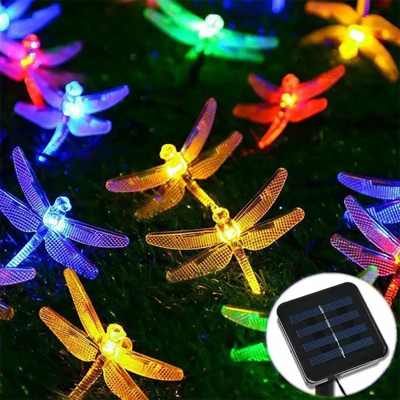 

6.5M 30 LED Solar String Lights Garden Waterproof Dragonfly Fairy Lights Solar Decoration Crystal Lights For Outdoor Holiday
