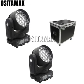 

2 x with road case circle ring control led 19x15w wash lighting mobile moving head stage pro zoom led lighting