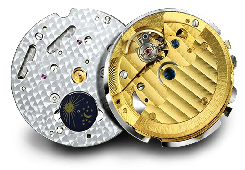 LOBINNI мужские водонепроницаемые кожаный/стальной ремешок месяц неделя Дата циферблат деловые автоматические механические наручные часы-серебро
