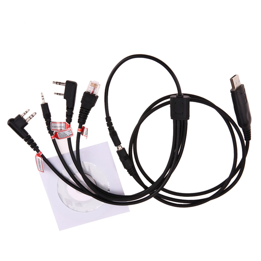  8 in 1 USB Programming Cable For Motorola Kenwood BAOFENG Mobile Radio Accessories Walkie Talkie Cable With CD