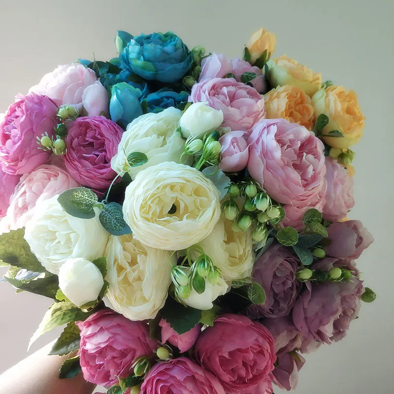 artificial flowers silk peonies bouquet  14