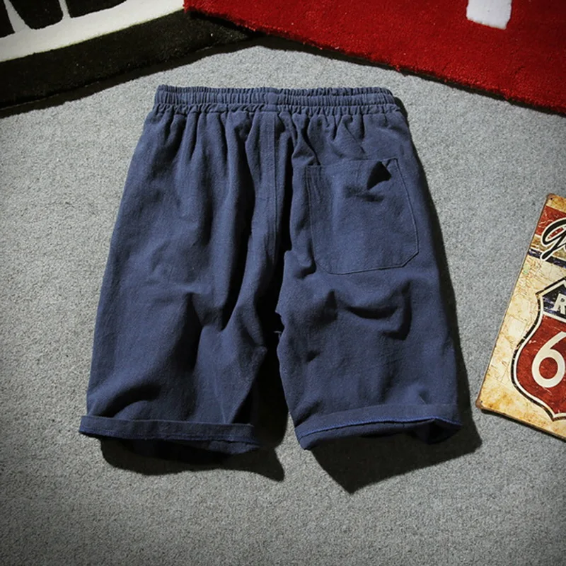 Прямая OEAK мужские повседневные Летние льняные пляжные шорты с эластичным поясом мужские пляжные брюки имитация льна