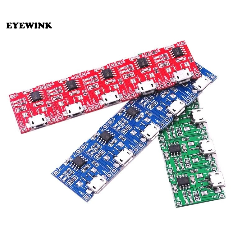 

EYEWINK 10pcs/lot Micro USB 5V 1A 18650 TP4056 Lithium Battery Charger Module Charging Board With Protection Dual Functions