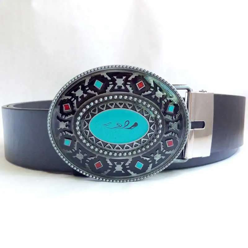 

T-DISOM Western Brass Cool Belt Buckles CowBoy Metal Buckles Along With 130cm Adjustable Black Belt Drop shipping