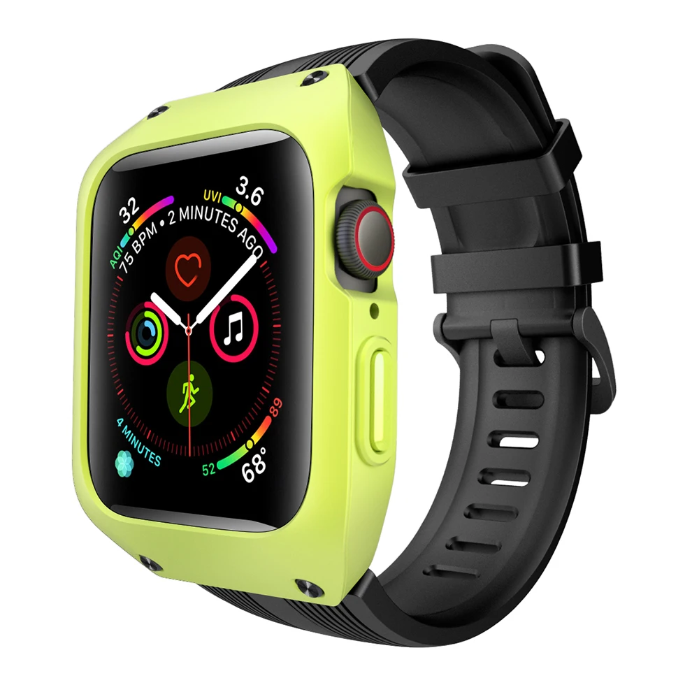 Чехол с полной защитой для Apple Watch, чехол 44 мм, 40 мм, 42 мм, 38 мм, защитный чехол с силиконовым ремешком для часов iWatch Series 5, 4, 3