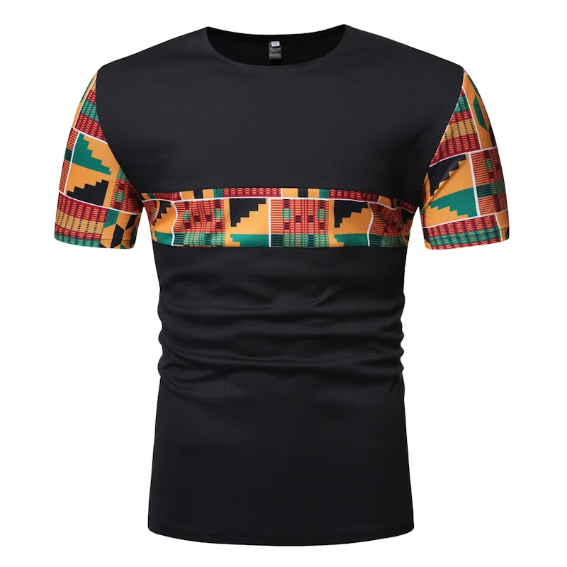 T-shirt blanc noir hommes wax dashiki 8