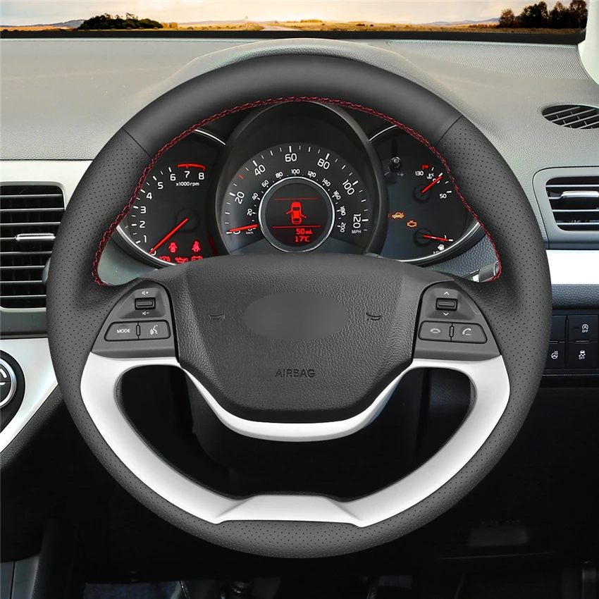 Оплетка рулевого колеса MEWANT из Натуральной Черной Кожи Для Kia Morning 2011 2016 Picanto 2012