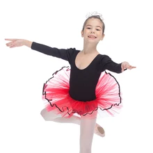 Розничная и хлопок/лайкра Сделано танцевальная пачка для балетные костюмы танцы черный топ с красной пачкой все размеры