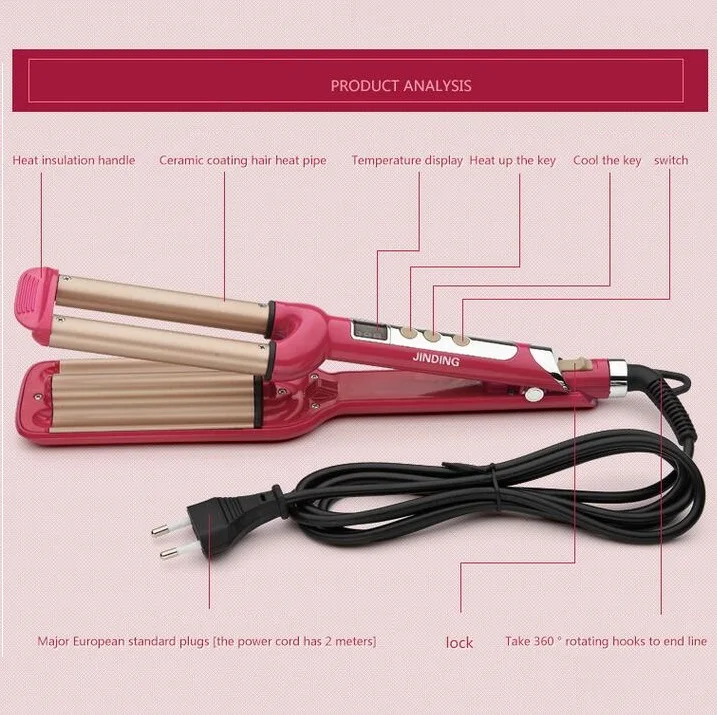 Электрический фарфоровый стайлер для волос с ЖК-дисплеем, щипцы для завивки волос, 3 Бочки, щипцы для завивки, различные инструменты для моделирования