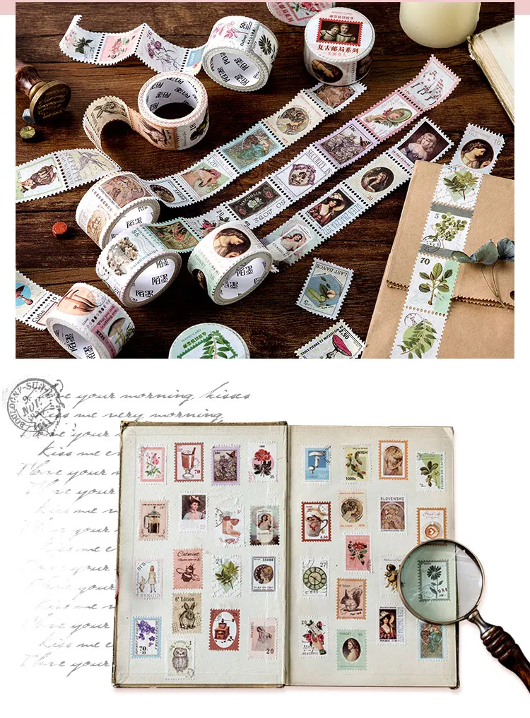 Mo.Card retro stamp 25 mm* 5 m paper masking Tape Decoration Stationery washi Tape wholesale