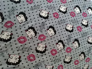 

50*160cm Cartoon Sexy red lips Betty elasticity knitted Lycra cotton fabric For Sewing diy Patchwork