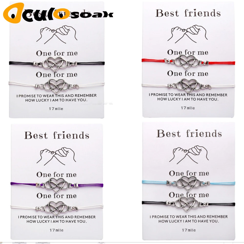 

Bohemian Heart Couples Bracelets Set For Women Men Infinite Wing Knot Contrast Bracelet Best Friend Wish Jewelry 2pcs/set