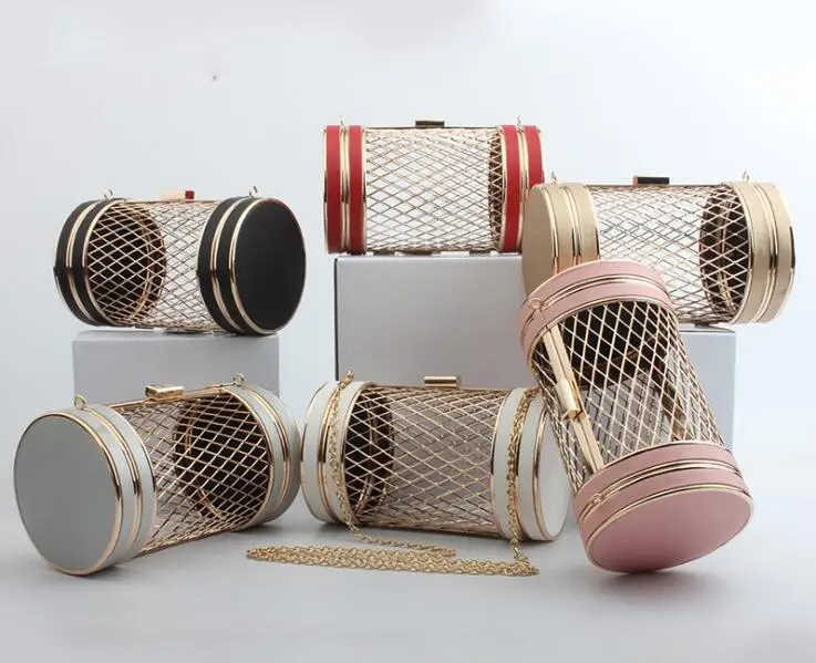 

Bird cage bag 2019 new single-shoulder slant-waist evening bag metal iron mesh bucket dinner bag