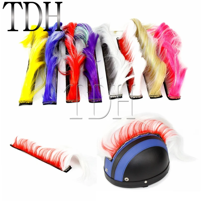 

Motorcycle Racing Biker Helmet Sticker Mohawk Punk Style Outdoor Removable Helmet Hair Feather Decoration Red White